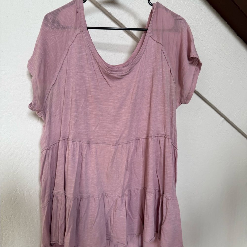 Torrid Light Pink Short Sleeve Tiered Top